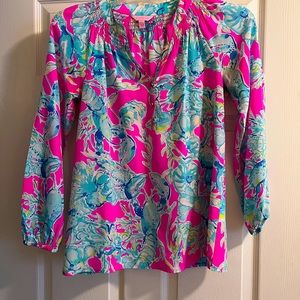 Lily Pulitzer blouse with gold buttons
